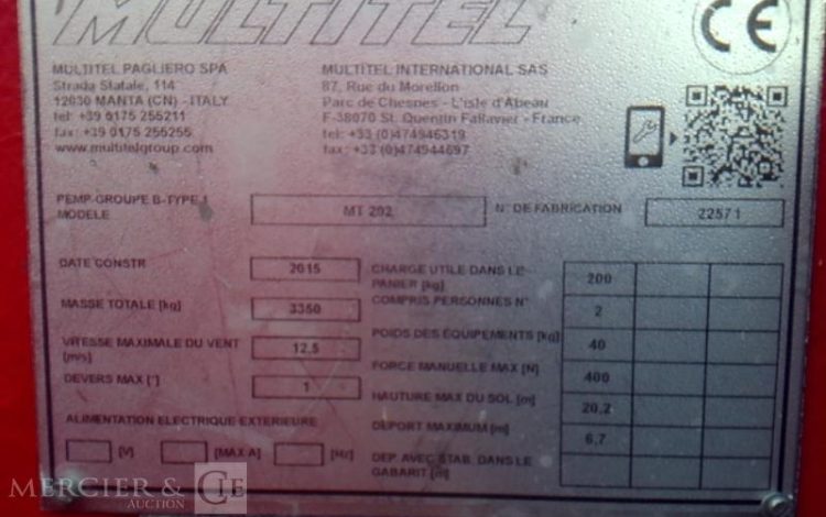 MULTITEL DAILY AVEC NACELLE MULTITEL MT202DS 20M  DY-535-RM