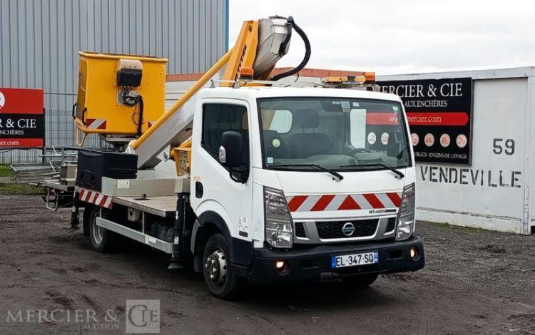 NISSAN CABSTAR NT400 AVEC NACELLE MULTITEL MT202 – 20 METRES – 2404 HEURES – ANNEE 2017 BLANC EL-347-SQ