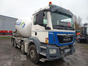 MAN TGS 32,420 PORTEUR TOUPIE A BETON – PTRA 32 TONNES – 159486 KMS – ANNEE 2017 BLANC EP-916-HW