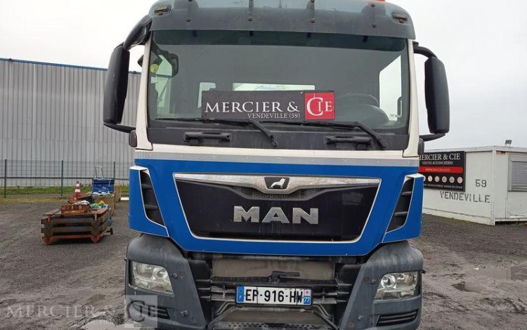 MAN TGS 32,420 PORTEUR TOUPIE A BETON – PTRA 32 TONNES – 159486 KMS – ANNEE 2017 BLANC EP-916-HW