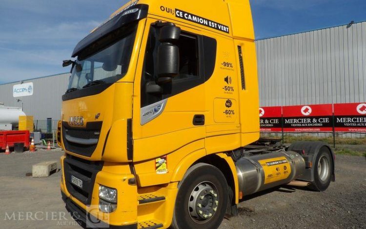 IVECO STRALIS 460 NP – PTRA 44 TONNES – GAZ – 228591 KMS – ANNEE 2018 JAUNE FB-616-TQ