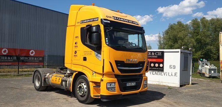 IVECO STRALIS 460 NP – PTRA : 44 TONNES – GAZ – 287316 KMS – ANNEE 2018 JAUNE FB-635-TQ