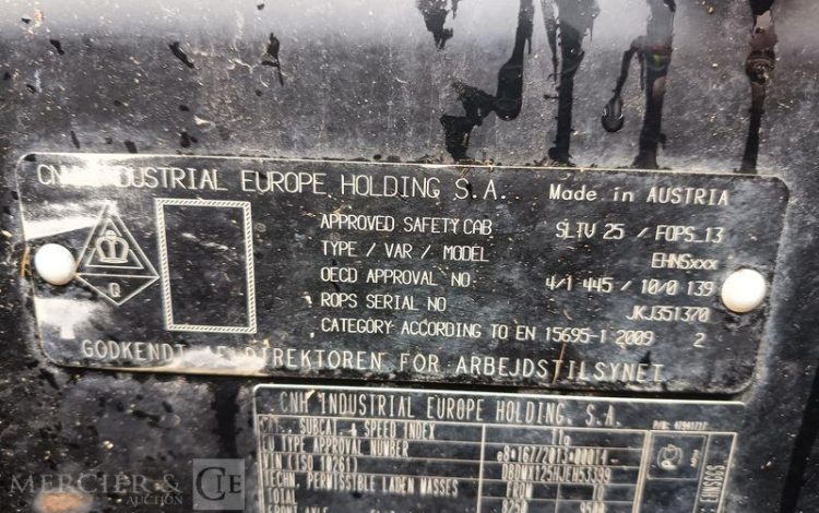 CASE TRACTEUR AGRICOLE EH MAXXUM 125 – DIESEL – 7838 HEURES – ANNEE 2018  FC-211-WE