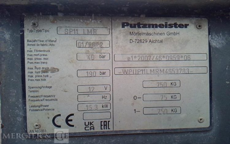 PUTZMEISTER MACHINE A PROJETER SP11LMR  GE-170-HZ