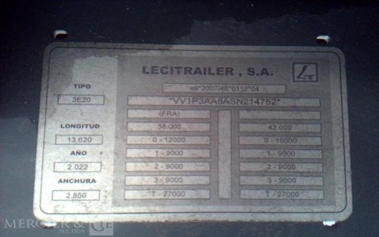 LECITRAILER SEMI REMORQUE BACHE 3 ESSIEUX PTAC 39T GRIS GK-661-LG