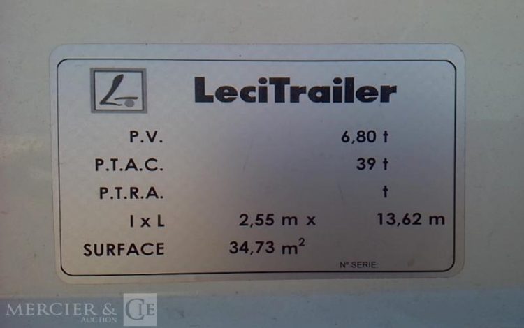 LECITRAILER SEMI REMORQUE BACHE 3 ESSIEUX PTAC 39T GRIS GK-661-LG