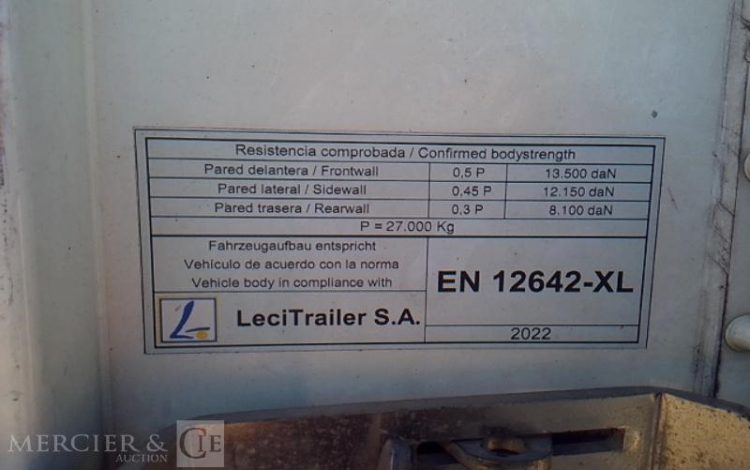 LECITRAILER SEMI REMORQUE BACHE 3 ESSIEUX PTAC 39T GRIS GK-661-LG