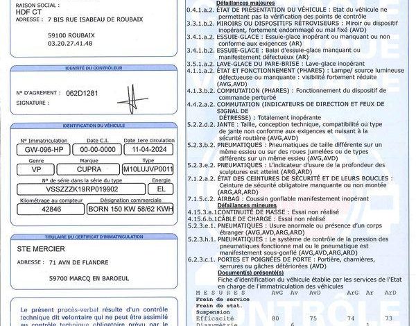 CUPRA CUPRA BORN ELECTRIC 205 58KWH BATTERIE-L V BVA BLANC GW-096-HP