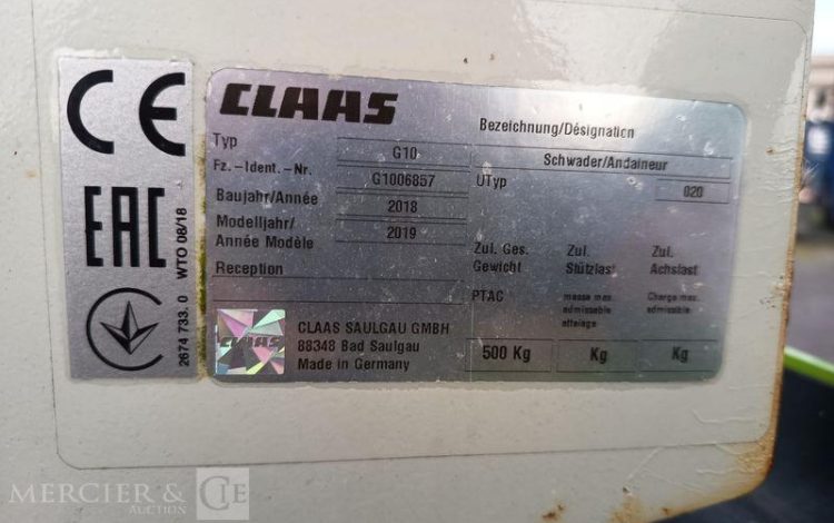 CLAAS ANDAINEUR MONOROTOR LINER 370 – ANNEE 2018  6857