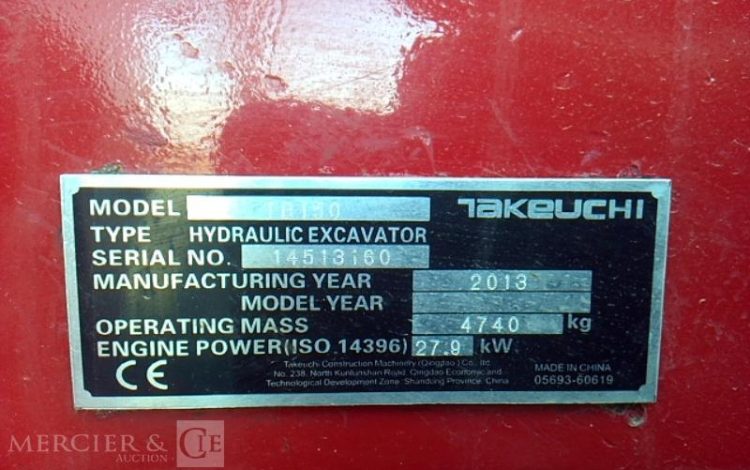 TAKEUCHI MINIPELLE TB150 – 4T7 – 2177H – AN2013 GRIS 145131160