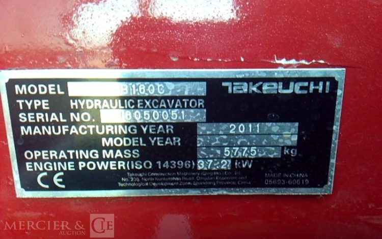 TAKEUCHI MINIPELLE TB160-C – 5T7 – 3266H – AN2011 GRIS 16050051