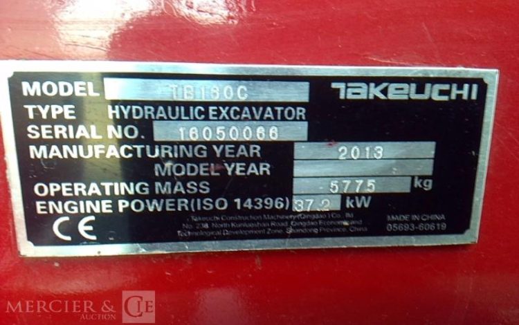 TAKEUCHI MINIPELLE TB160C -5T7 – 4031H – AN2013 GRIS 16050066