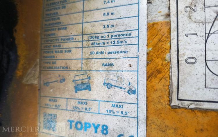 FIAT SCUDO AVEC NACELLE FRANCE ELEVATEUR TOPY 8 – 2394 HEURES – ANNEE 2001  904ALF59