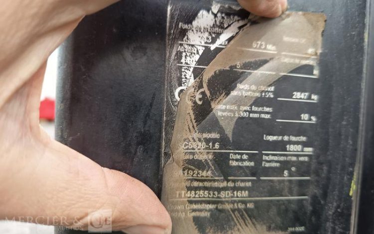 CROWN CHARIOT ELEVATEUR FRONTAL SC 5320 1,6 ELECTRIQUE – CAPACITE 1,2 TONNES – 832 H  92344