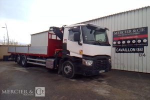 RENAULT C 380 PLATEAU GRUE RIDELLES 6X2 PTAC 26T BLANC DT-340-YL