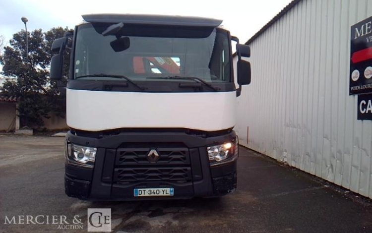 RENAULT C 380 PLATEAU GRUE RIDELLES 6X2 PTAC 26T BLANC DT-340-YL