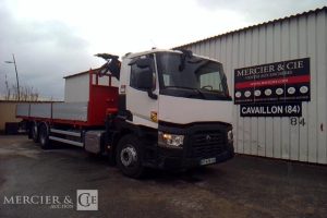 RENAULT C 380 PLATEAU GRUE RIDELLES 6X2 PTAC 26T BLANC DT-476-YL