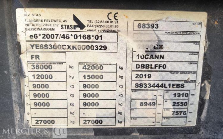 STAS SEMI BENNE S300CX  FE-160-QS