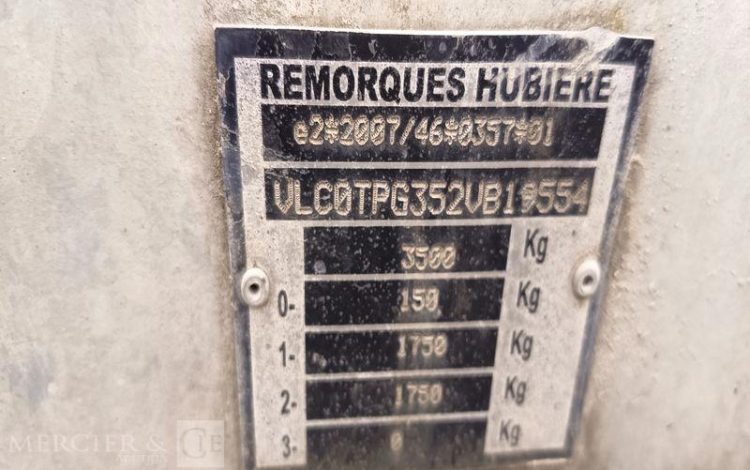 HUBIERE REMORQUE PORTE ENGIN – 2 ESSIEUS – PTAC : 3,5 TONNES  FH-897-WK