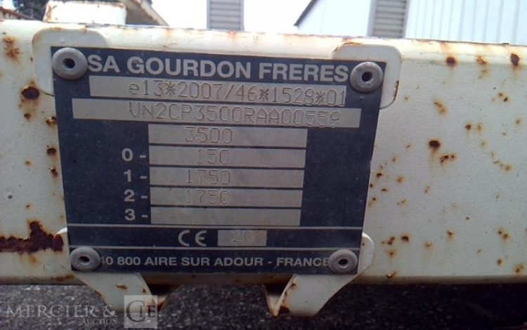 GOURDON REMORQUE PORTE ENGIN 2 ESSIEUX PTAC 3T5 BLANC FR-342-GS