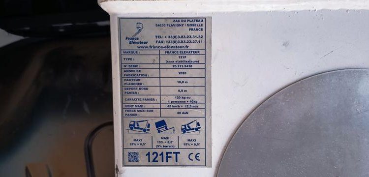 RENAULT MASTER L2H2 2,3 DCI AVEC  NACELLE 121F – 10 M  DIESEL – 764 HEURES  – ANNEE 2021 BLANC FW-090-XD