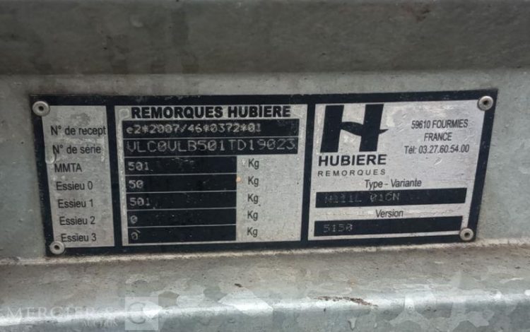 REMORQUE JARDINIERE 1 ESSIEU – PTAC 500 KGS  REM010163