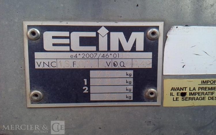 ECIM REMORQUE PORTE PANNEAU 750KG  DQ-497-WK