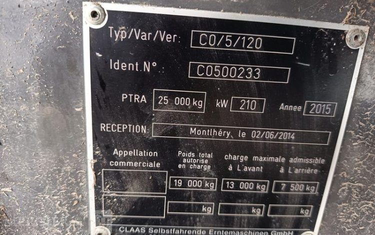 CLAAS MOISSONNEUSE BATTEUSE TUCANO 440 – DIESEL – 1576 HEURES – ANNEE 2015  DT-384-FC