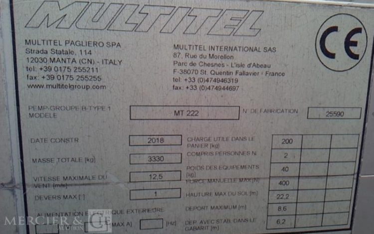 MULTITEL DAILY AVEC NACELLE MULTITEL MT222 22M  FC-052-AD