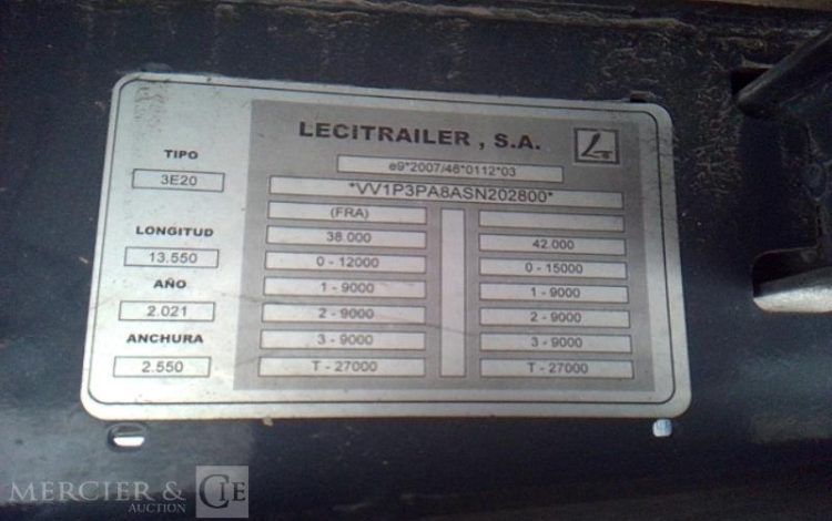 LECITRAILER SEMI-REMORQUE PLATEAU 3 ESSIEUX PTAC 38T GRIS GB-401-HW