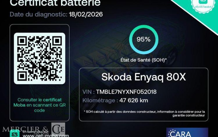 SKODA ENYAQ 80X 82KWH 265ch SPORT LINE 4X4 BVA BLEU GH-631-ZA