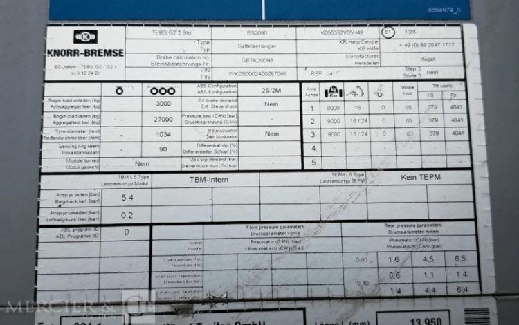 KOGEL SEMI REMORQUE BACHEE 3 ESSIEUX – PTAC : 38 TONNES –  GK-816-DP