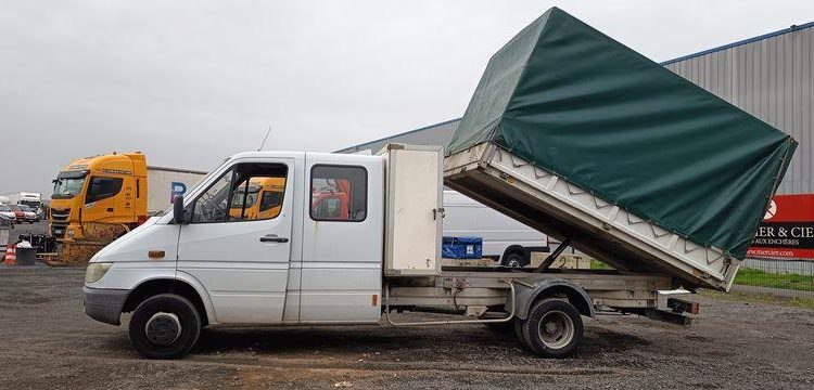 MERCEDES SPRINTER 411CDI 35 2.2D 109 CV  BENNE DOUBLE CABINE – DIESEL – AN 2003 BLANC GW-786-DH