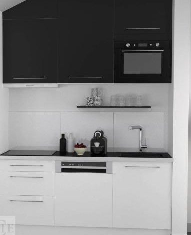 autre Cuisine linéaire compacte  bicolore noir et blanc marque OSKAB  14