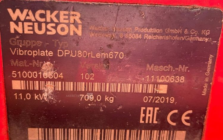 WACKER NEUSON DPU80RLEM670  54MAM32026