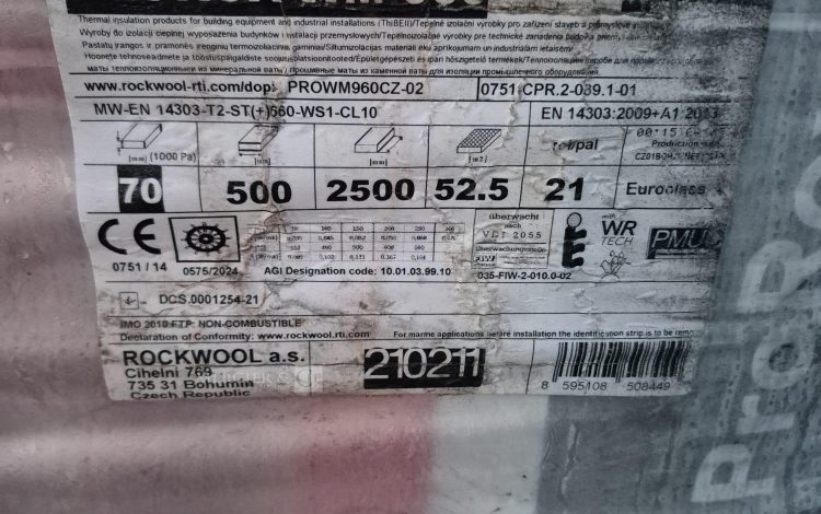 autre Lot de 21 rouleaux de laine de roche PROROX WM 960 , épaisseur 70 , marque ROCKW  15