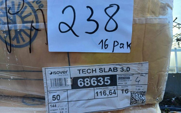 autre Lot de 16 pack de laine de verre TECH SLAB 3.0 68635 marque ISOVER  228
