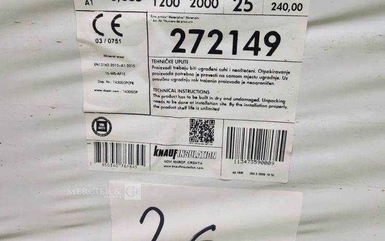 autre Lot de 100 panneaux de laine de verre Thermo Tek Bd 080 WBS dimensions : 1200×20  21