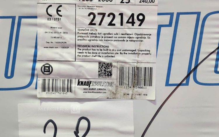 autre Lot de 100 panneaux de laine de verre Thermo Tek Bd 080 WBS dimensions : 1200×20  22