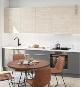 autre Cuisine linéaire  façades bicolores bois clair et gris, marque Oskab  29