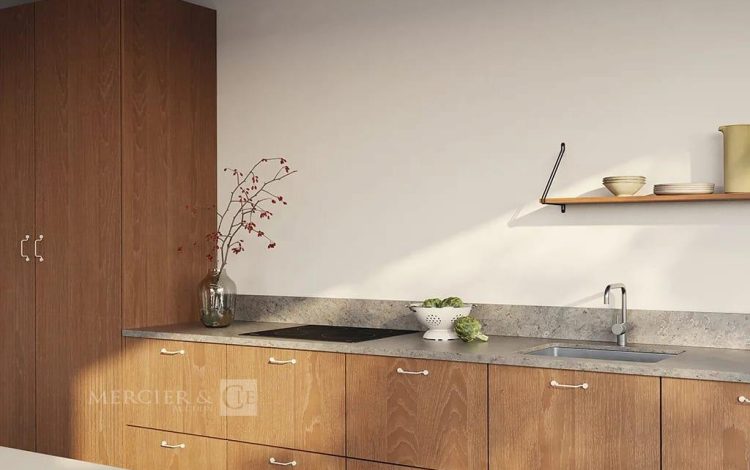 autre Cuisine linéaire  finition bois naturel et plan pierre grise, marque Oskab  31