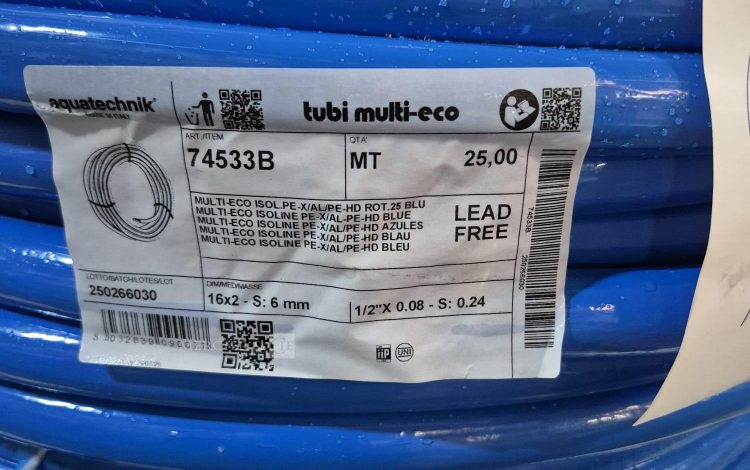 autre Lot de 100 mètres linéaires de tube multicouche isolé Multi-Eco PE-X/AL/PE-HD co  55