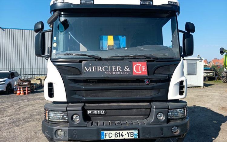 SCANIA PORTEUR P410 AMPLIROLL AVEC PLATEAU – PTAC 26 TONNES – DIESEL  – ANNEE 2019 BLANC FC-614-YB