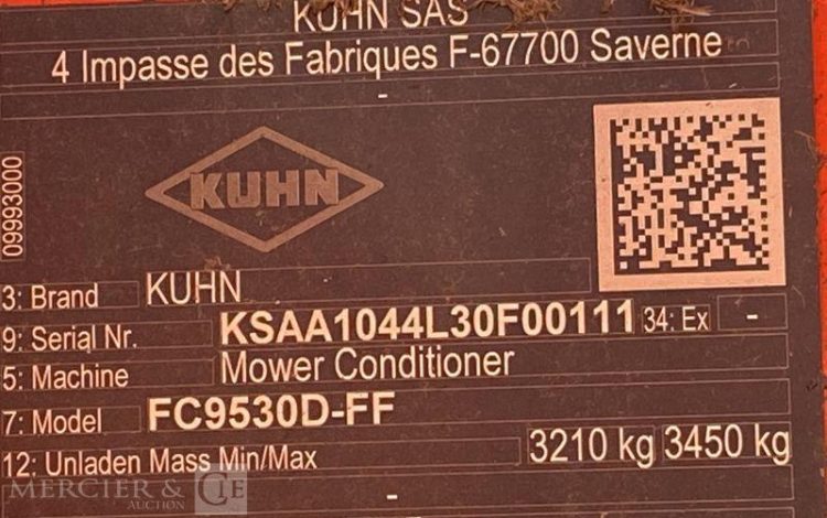 KUHN FAUCHEUSE CONDITIONNEUSE A DISQUE FC 9530D-FF – ANNEE 2021  111