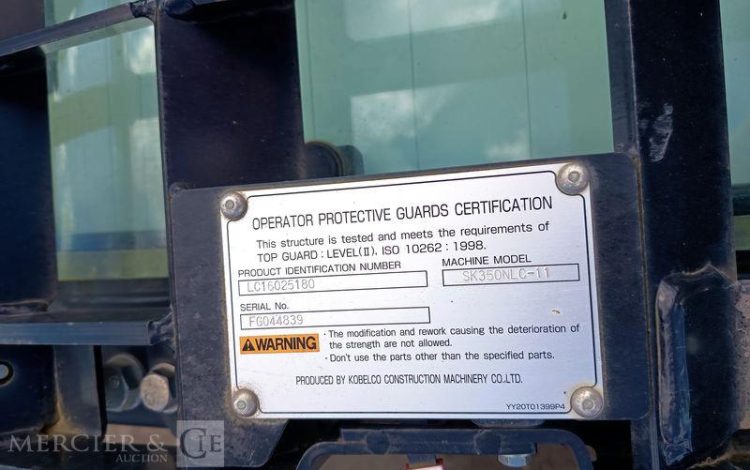 KOBELCO PELLE SUR CHENILLES  SK350NLC-11 – 38 TONNES – DIESEL – 1760 HEURES – ANNEE 2022  25180