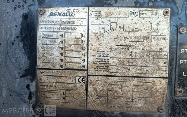BENALU SEMI REMORQUE BENNE BASCULANTE – 3 ESSIEUX – PTAC 38 TONNES – ANNEE 2020  FP-920-NS