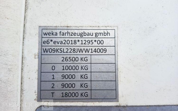 WEKA SEMI REMORQUE A RAIL COULISSANT DOUBLE ETAGE –  2 ESSIEUX – ANNEE 2018  QAGT603