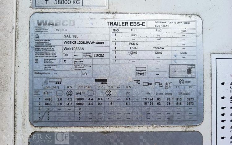 WEKA SEMI REMORQUE A RAIL COULISSANT DOUBLE ETAGE –  2 ESSIEUX – ANNEE 2018  QAGT603