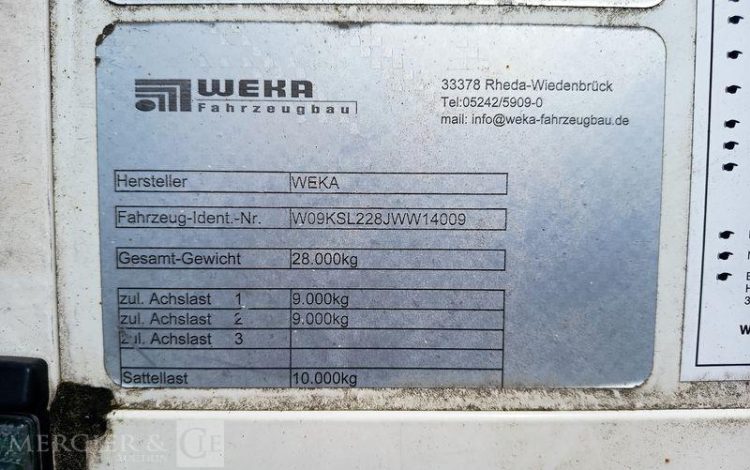 WEKA SEMI REMORQUE A RAIL COULISSANT DOUBLE ETAGE –  2 ESSIEUX – ANNEE 2018  QAGT603