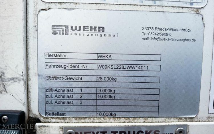 WEKA SEMI REMORQUE A RAIL COULISSANT DOUBLE ETAGE –  2 ESSIEUX – ANNEE 2018  QAHE603